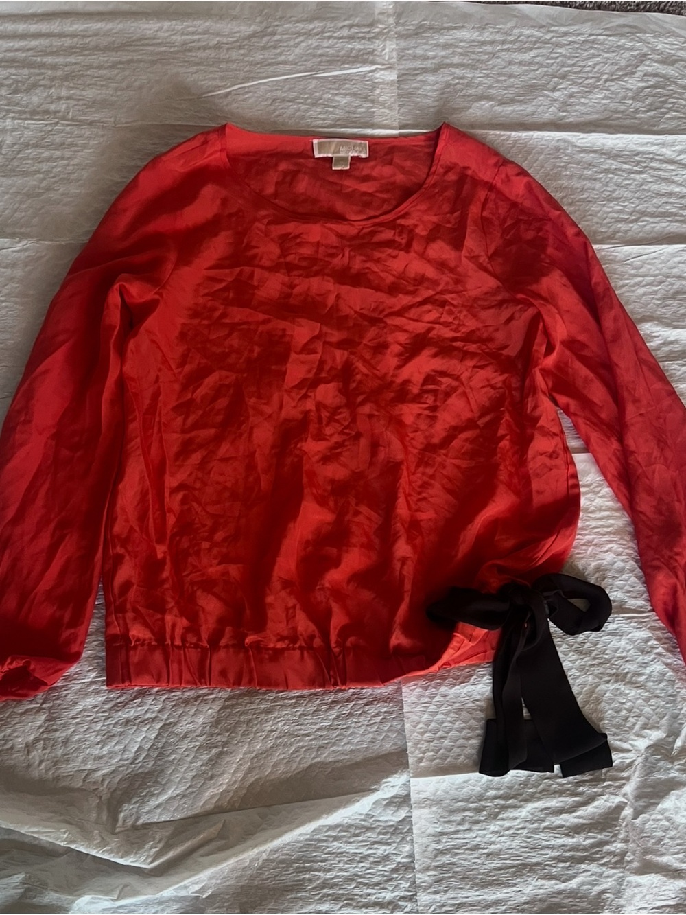 Women's Red Long-Sleeve Bow Tie Sweater -  Elegant Everyday Top